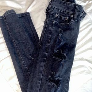 black distressed high waisted jeans